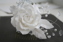 wedding photo -  Bridal hair accessories, Rose comb, Bridal flower headpiece, Bridal flower comb, Bridal hair flower, Wedding flower comb