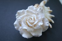 wedding photo -  Ivory rose - Bridal hair flower, Wedding hair flower, rose hair clip, Bridal flower clip, Wedding hair accessories, bridal hair accessories