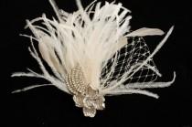 wedding photo - Bridal Fascinator, Wedding Headpiece, Feather Wedding Fascinator - JASALYN