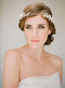 wedding photo - FLORENCE gold bridal crown, wedding flower halo