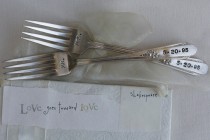 wedding photo - Vintage Silverware Mr. & Mrs. Sweetheart Cake Wedding Forks Wedding Silverware Reception  Table Setting   As Seen in The Knot
