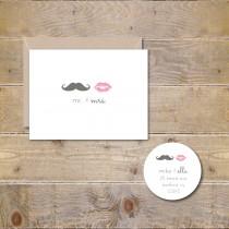 wedding photo - Lips and Mustache, Wedding Thank You Cards, Bridal Shower Thank You Notes, Mustache, Lips, Thank Yous, Wedding, Bridal Shower, Mr and Mrs