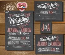 wedding photo -  Printable Wedding Invitation Suite in vintage theme (w0182), of wedding invitation, RSVP card, monogram and Save the Date card designs.