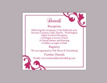 wedding photo -  DIY Wedding Details Card Template Editable Word File Instant Download Printable Details Card Fuchsia Details Card Elegant Enclosure Cards