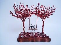 wedding photo - Double Wire Trees Sculpture - Swing Couple - Custom Order Art Tree