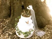 wedding photo - Unique Wedding Cake Topper - Rustic Cake Topper - Pine Cone Wedding Cake Topper - Wedding Cake Topper Vintage