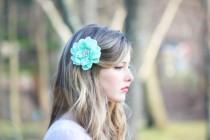 wedding photo - seafoam flower hair clip, mint green hair clip, something blue wedding, bridesmaid hair clip
