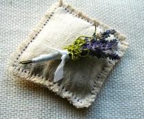 wedding photo - Dried Lavender  and Green Moss Boutonniere or Corsage