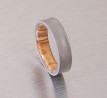 wedding photo - olive wood ring titanium band mens wedding wood ring Titanium and Olive Rings // Mens Wood Rings //wood Wedding Band //Men's wedding Band