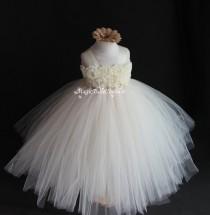 wedding photo - Ivory Flower Girl Tutu Dress Wedding Dress Birthday Party Dress Junior Bridesmaid Dress 1T2T3T4T5T6T7T8T9T