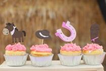 wedding photo - Cowgirl Cupcake toppers Set of 12 - Giddy Up Pony Western Food Party Picks - Cowgirl Boots - Cowgirl Birthday or Baby Shower Decorations