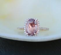 wedding photo - Sunset Ginger Peach sapphire ring 14k rose gold ring diamond ring engagement ring 2.07ct ginger sapphire. Engagement ring by Eidelprecious