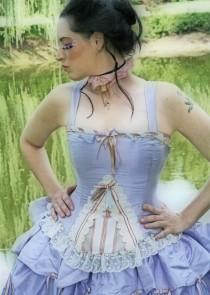 wedding photo - Fantasy Wedding Dress- Kirsten Gown- Steampunk Alternative Victorian Fairy Stripes-Choose your Color and custom to your size