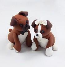 wedding photo - Boxer Dog Cake Topper, Wedding Cake Topper, Pet Cake Topper, Personalized Figurines
