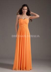 wedding photo -  Buy Australia A-line Ruched Sweetheart Orange Chiffon Floor Length Bridesmaid Dresses 8132204 at AU$123.42 - Dress4Australia.com.au