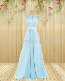 wedding photo - light Blue lace prom dresses,Long prom dress,Chiffon prom dress,Bridesmaid dress custom for buyer D1804