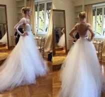 wedding photo - 2016 Plus Size Berta Ball Gown Wedding Dresses Long Sleeves Lace Arabic Backless Open Back Cheap Fall Sheer Wedding Bridal Dress Sexy Tulle Online with $160.21/Piece on Hjklp88's Store 