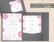 wedding photo -  Printable Pocket Wedding Invitation Suite Printable Invitation Floral Rose Invitation Pink Invitation Download Invitation Edited jpeg file