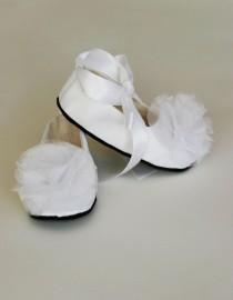 wedding photo - White Satin Baby Shoe - Toddler Couture Ballet Slipper - 23 colors - Satin Flower Girl Ballet Flat - Baby Girl Shoes - Baby Souls Baby Shoes