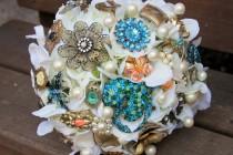 wedding photo - Brooch Bouquet vintage with free toss bouquet!!