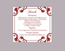 wedding photo -  DIY Wedding Details Card Template Editable Word File Instant Download Printable Details Card Wine Red Details Card Elegant Information Cards