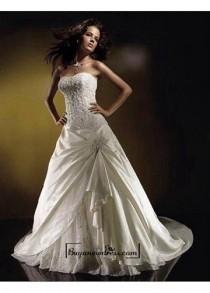 wedding photo - Beautiful Elegant Divine Taffeta A-line Wedding Dress In Great Handwork