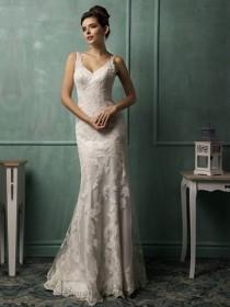wedding photo -  Straps V-neckline Lace Low Backless Wedding Dress