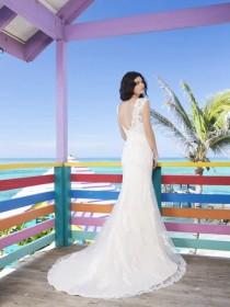 wedding photo -  Two Piece Slim Lace And Tulle Overlay And Charmeuse Slip Wedding Gown