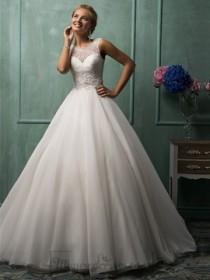 wedding photo - Illusion Neckline A-line Wedding Dresses Featured Sweetheart