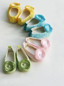 wedding photo - Easter Pastel Baby Shoe, Pink Lace  Ballet Slipper, Green Toddler Flowergirl Shoe, Ballet Flat, Dance, Baby Girl Wedding Shoes, Baby Souls