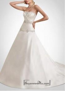 wedding photo -  Beautiful Satin Strapless A-line Wedding Dress