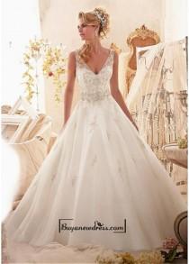 wedding photo -  Alluring Tulle V-neck Natural Waistline A-line Wedding Dress