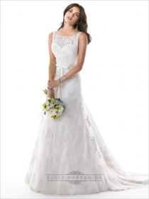 wedding photo - Romantic Illusion Bateau Neckline A-line Lace V-back Wedding Dress