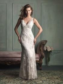 wedding photo -  Romantic Lace Appliques V-neck and V-back Floor Length Wedding Dress