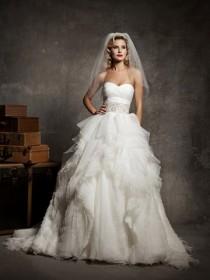 wedding photo -  Unique Wedding Dress with Ruffle Organza Full Skirt and Sweetheart Neck