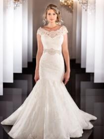 wedding photo -  Illusion Detachable Neckline Fit Flare Sweetheart Mermaid Wedding Dress