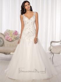wedding photo - Elegant Beaded Cap Sleeves Sweetheart Embellished Wedding Dresses with Low V-back - Modbridal.com