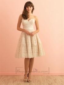 wedding photo -  Strapless Sweetheart Knee Length Vintage Lace Wedding Dress