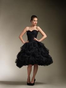 wedding photo -  Black Strapless Knee Length Sweetheart Wedding Dress with Tulle Pick Up Skirt