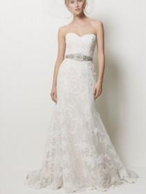 wedding photo -  Ivory Embroidered Lace Strapless Fairytale Sweetheart Floor-length Wedding Dress