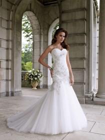 wedding photo -  Strapless Tulle and Lace Mermaid Formal Wedding Dress with Strapless Sweetheart Neckline