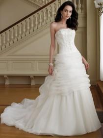 wedding photo -  Slimming Perfect Beaded Strapless Organza Ball Gown Wedding Dress with Draped Underskirt