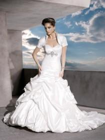 wedding photo -  Strapless Ruched Taffeta Sweetheart Wedding Dress with Bolero Jacket