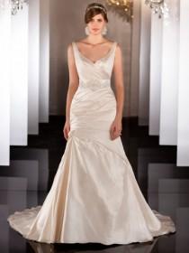 wedding photo -  Straps V-neckline Ruched Wedding Dress with Dropped Waist and Plunging Backline
