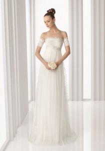 wedding photo -  Tulle and Lace Off-the-Shoulder Column Elegant Wedding Dress