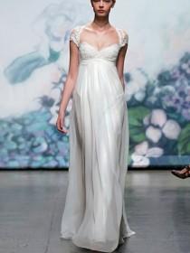 wedding photo -  Elegant Embroidered Lace Cap Sleeve Fall Wedding Dress with Keyhole Back