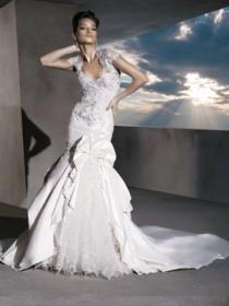 wedding photo -  Perfect Fit and Flare Strapless Taffeta Wedding Dress with Bolero Jacket