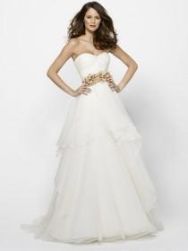 wedding photo -  Fairy Organza Strapless Wedding Dress with Draped Sweetheart Neck and Soft Layered Skirt