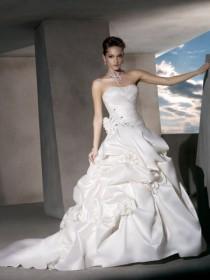 wedding photo -  Crystal Beading and Flowers - Taffeta Strapless Ball Gown Wedding Dress