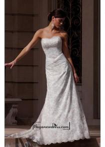 wedding photo -  A Romantic Lace A-line Strapless Wedding Dress